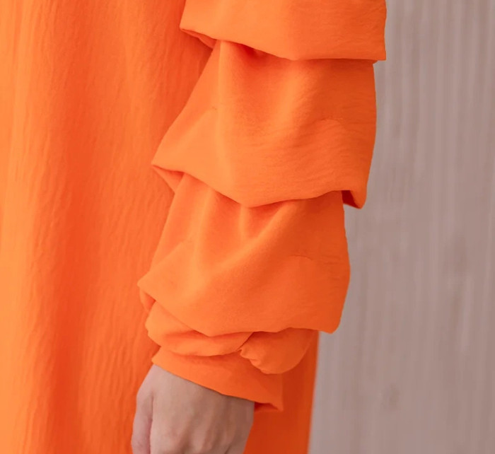 Španělské šaty s ozdobnými rukávy pomeranč