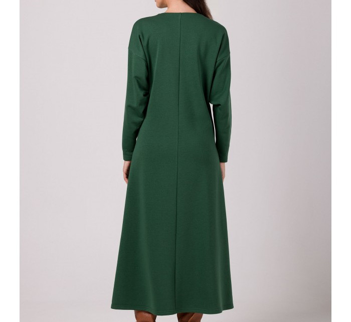 B267 Maxi šaty s hlubokým výstřihem do V - trávníkově zelené