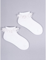 Bavlněné ponožky Yoclub Girls' Turn Cuff Ruffle 3-pack SKA-0122G-010J-002 White