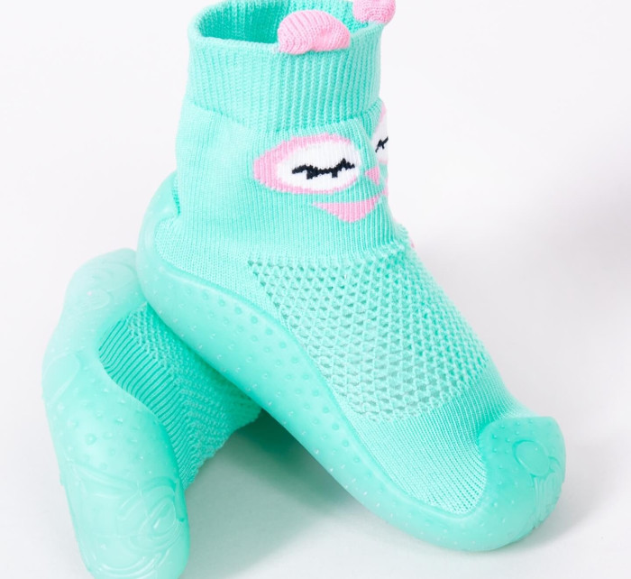 Yoclub Dětské dívčí protiskluzové ponožky s gumovou podrážkou OBO-0173G-5000 Mint