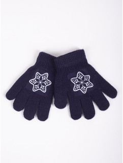 Dívčí pětiprsté rukavice Yoclub s reflexními prvky RED-0237G-AA50-008 námořnická modrá