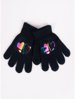 Dívčí pětiprsté rukavice Yoclub s hologramem RED-0068G-AA50-004 Black