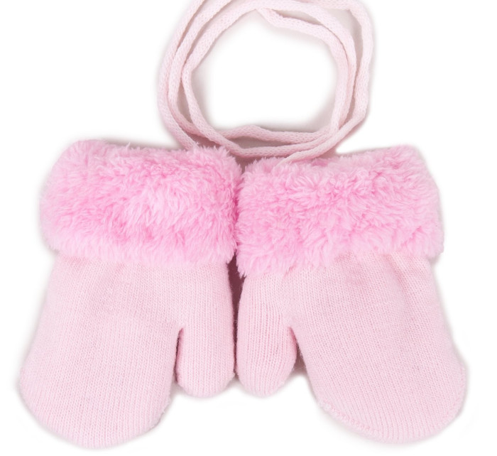 Yoclub Dívčí dvouvrstvé rukavice s jedním prstem RED-0001G-AA10-002 Pink