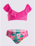Yoclub Dívčí dvoudílný plavecký kostým LKD-0034G-A100 Pink