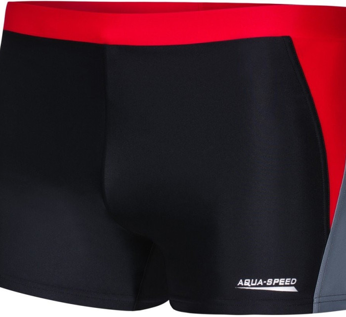 AQUA SPEED Plavecké šortky Dario Black/Red/Grey Pattern 16