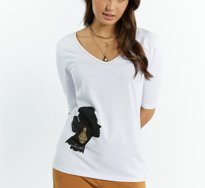 Monnari Trička Dámské vzorované tričko White