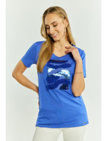 Monnari Trička Dámské tričko s potiskem Modrá