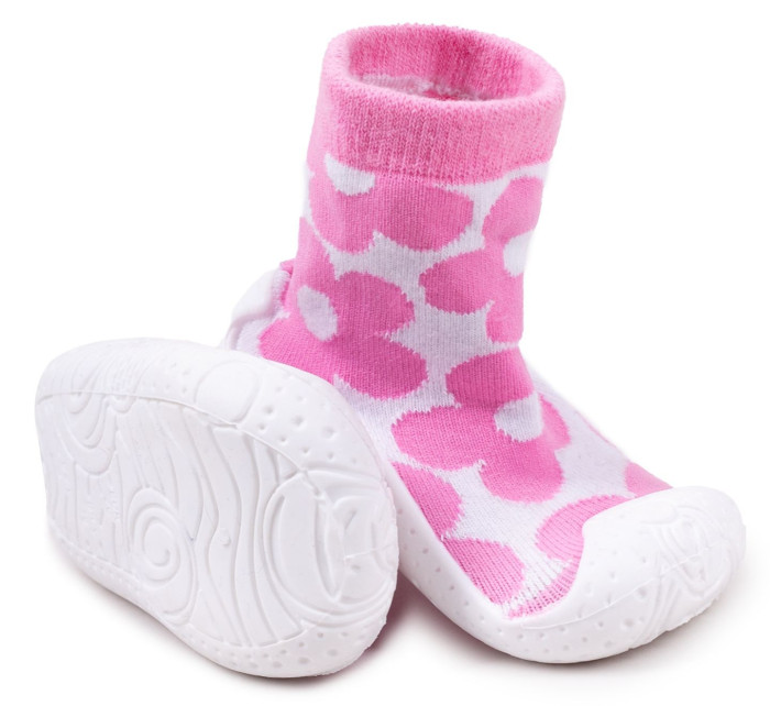 Yoclub Dětské dívčí protiskluzové ponožky s gumovou podrážkou P3 Pink