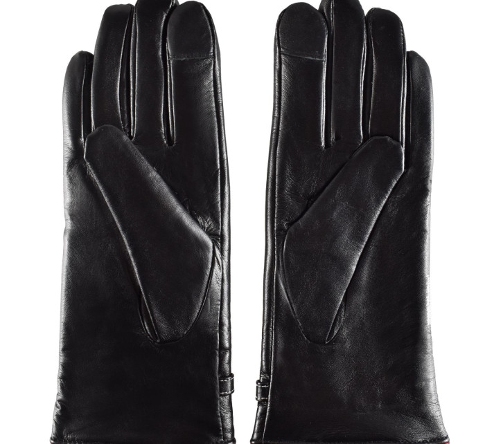 Semiline Dámské kožené antibakteriální rukavice P8214 Black