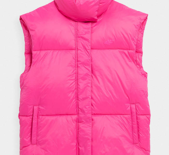 Dámská péřová vesta s výplní ze syntetického peří 4FAW23TVESF075-55S růžová - 4F