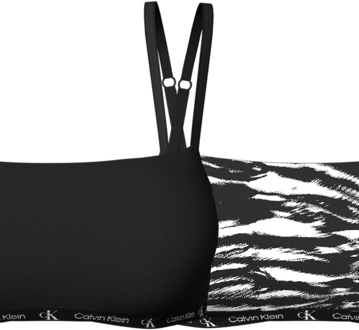 Dámská podprsenka 2 Pack Bralettes CK96 000QF7215EBIK černá/tygří potisk - Calvin Klein