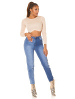 Sexy dvoubarevné džíny pro maminky s vysokým pasem